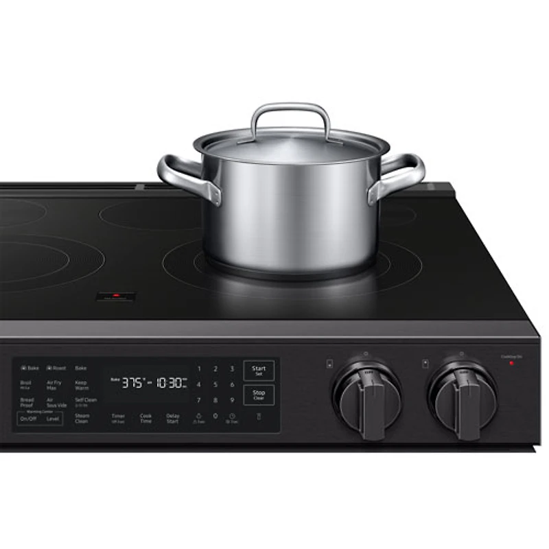 Cuisinière électrique encastrable à surface lisse avec convection véritable 6,3 pi³ 30 po BESPOKE de Samsung (NSE80H63SEAC) - Acier inoxydable noir mat