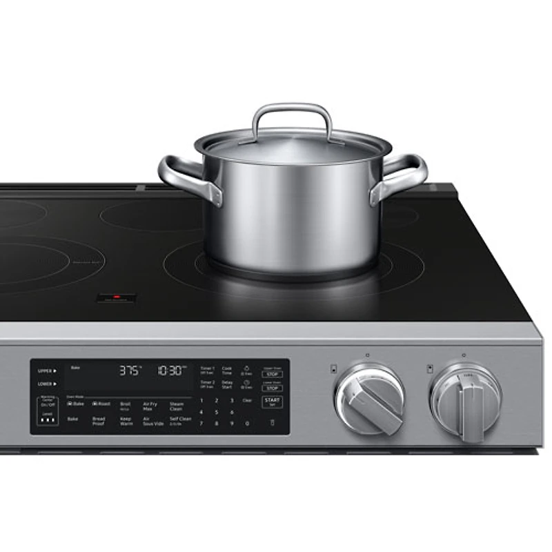 Samsung 30" 6.3 Cu. Ft. True Convection Slide-In Electric Range (NSE90H63DRAC) - Stainless Steel