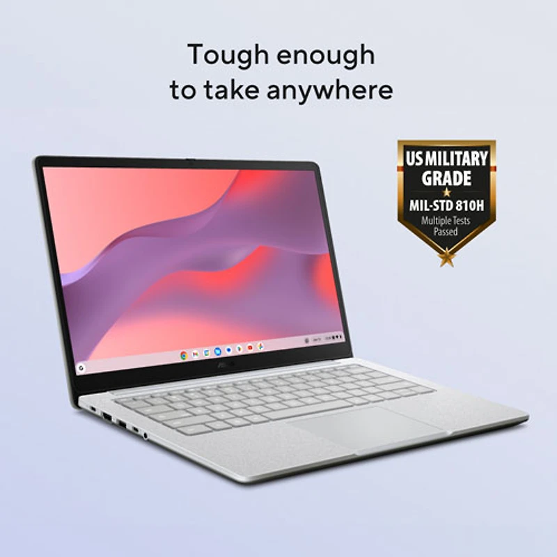 Chromebook 14 po CX14 d'ASUS - Gris pur (N50 d'Intel/RAM 4 Go/eMMC 64 Go/ChromeOS)