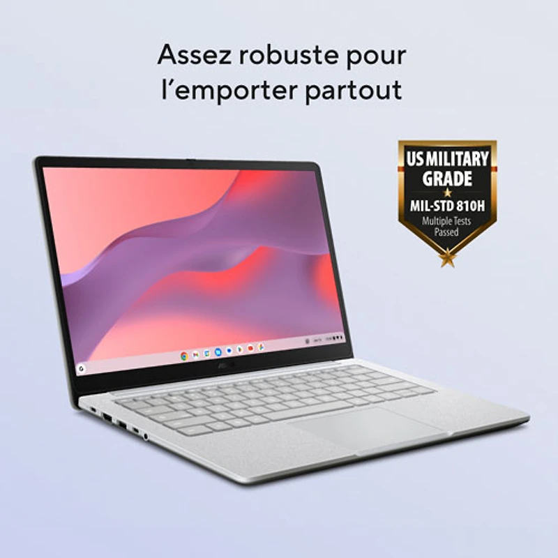 Chromebook 14 po CX14 d'ASUS - Gris pur (N50 d'Intel/RAM 4 Go/eMMC 64 Go/ChromeOS)