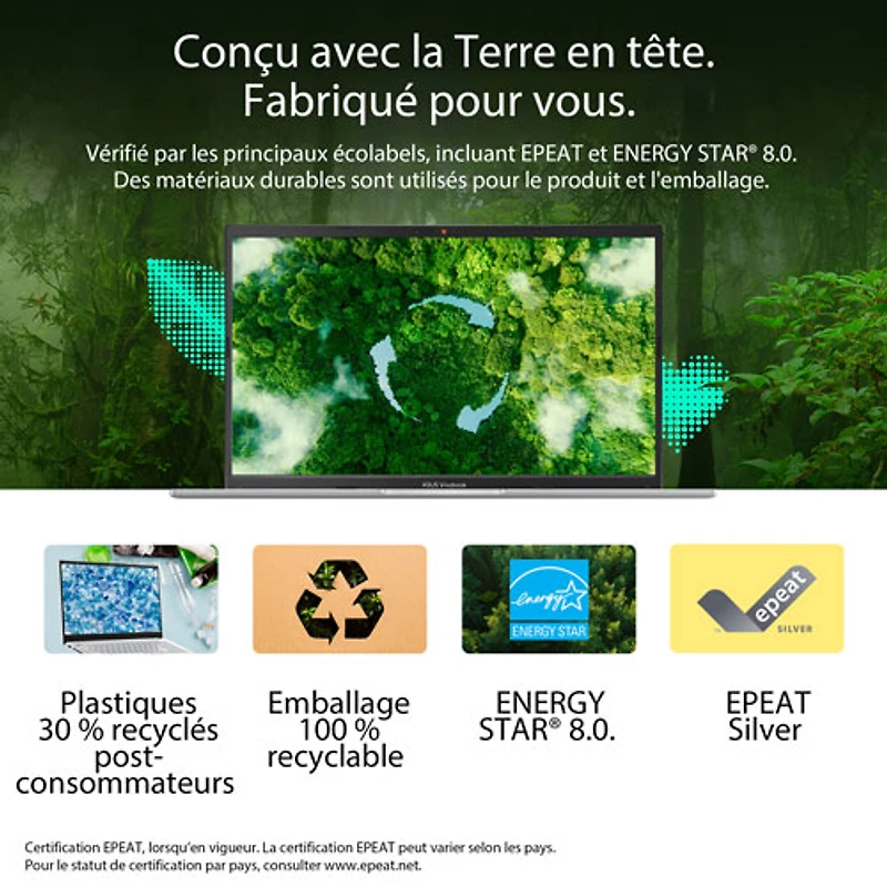 ASUS Vivobook 15 15.6" Laptop - Quiet Blue (Intel Core 3 100U/8GB RAM/512GB SSD/Windows 11 Home)