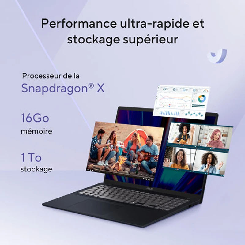 Portable 16 po Vivobook 16 d'ASUS - Bleu calme (Core Ultra 5 225H d'Intel/RAM 16 Go/SSD 512 Go/Windows 11 Famille)