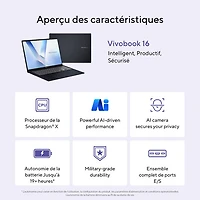 Portable 16 po Vivobook 16 d'ASUS - Bleu calme (Core Ultra 5 225H d'Intel/RAM 16 Go/SSD 512 Go/Windows 11 Famille)