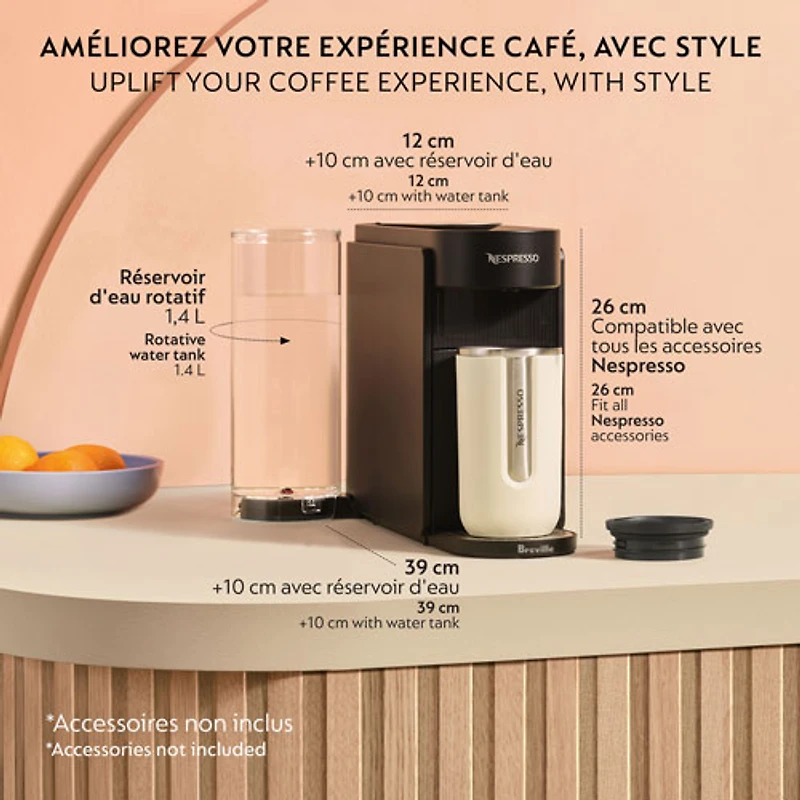 Machine à café et espresso à dosettes Vertuo Up de Nespresso par Breville- Noir encre