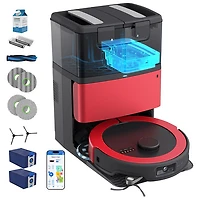 Aspirateur robot-vadrouille connecté Wi-Fi tout-en-un à vidange automatique Maxim de bObsweep - Rouge impérial