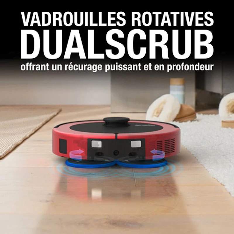Aspirateur robot-vadrouille connecté Wi-Fi tout-en-un à vidange automatique Maxim de bObsweep - Rouge impérial