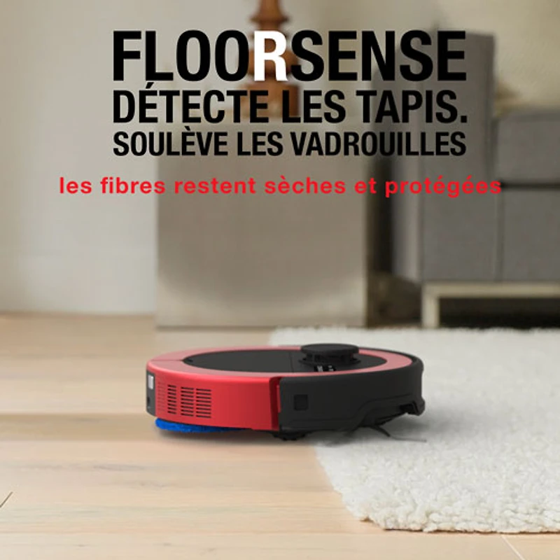Aspirateur robot-vadrouille connecté Wi-Fi tout-en-un à vidange automatique Maxim de bObsweep - Rouge impérial