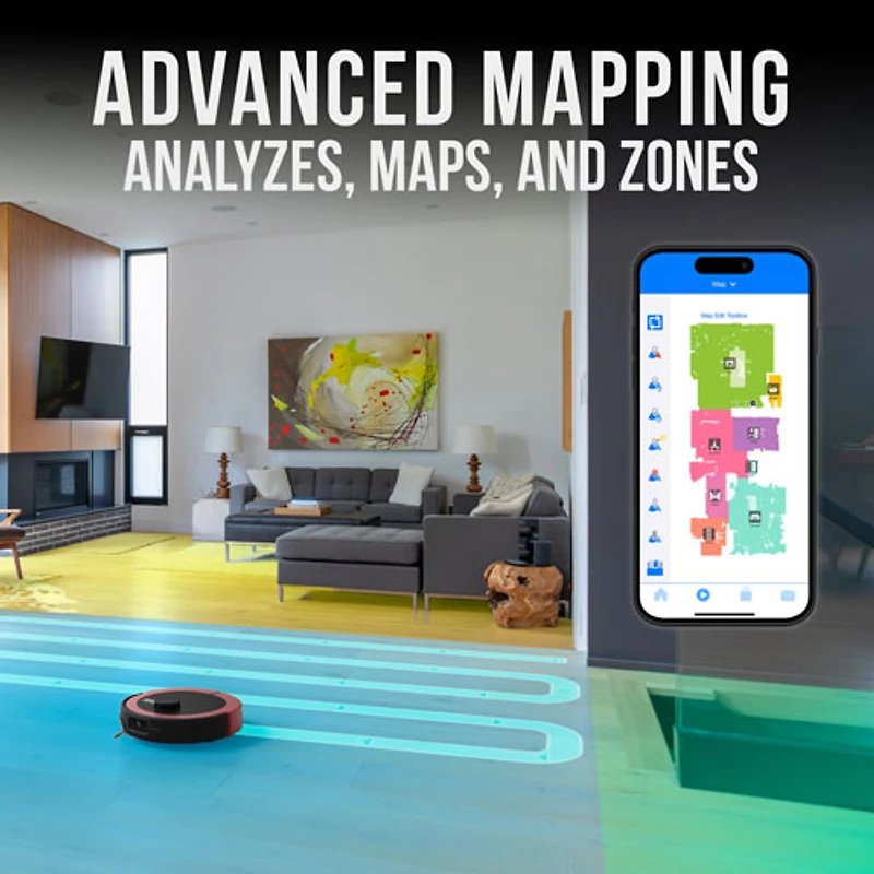 Aspirateur robot-vadrouille connecté Wi-Fi tout-en-un à vidange automatique Maxim de bObsweep - Rouge impérial