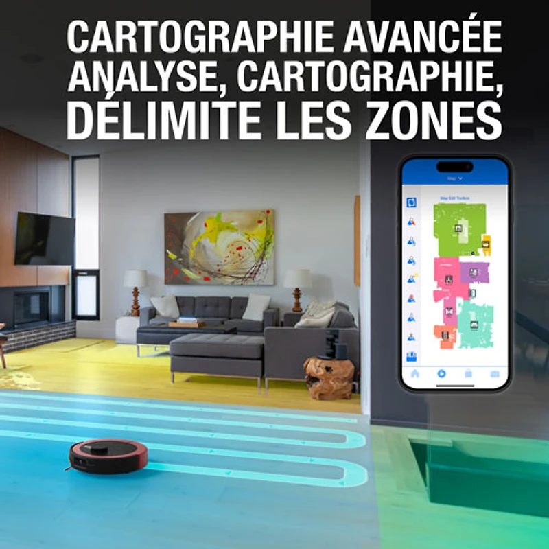 Aspirateur robot-vadrouille connecté Wi-Fi tout-en-un à vidange automatique Maxim de bObsweep - Rouge impérial