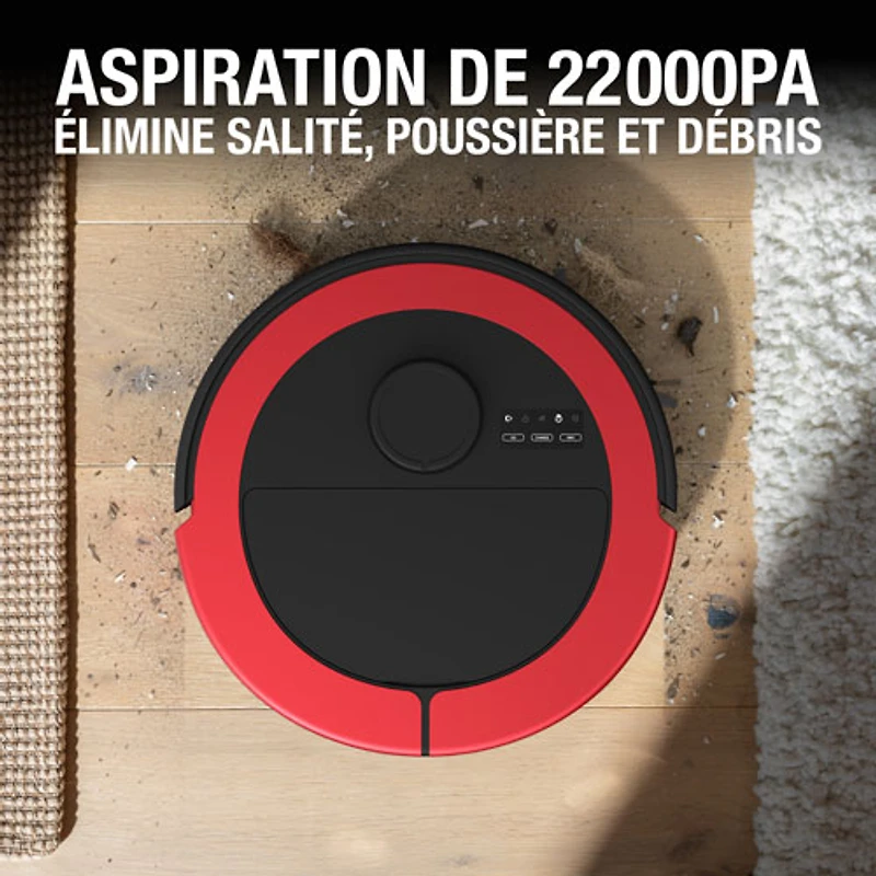 Aspirateur robot-vadrouille connecté Wi-Fi tout-en-un à vidange automatique Maxim de bObsweep - Rouge impérial