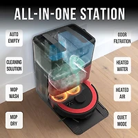 Aspirateur robot-vadrouille connecté Wi-Fi tout-en-un à vidange automatique Maxim de bObsweep - Rouge impérial