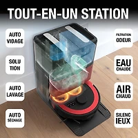 Aspirateur robot-vadrouille connecté Wi-Fi tout-en-un à vidange automatique Maxim de bObsweep - Rouge impérial
