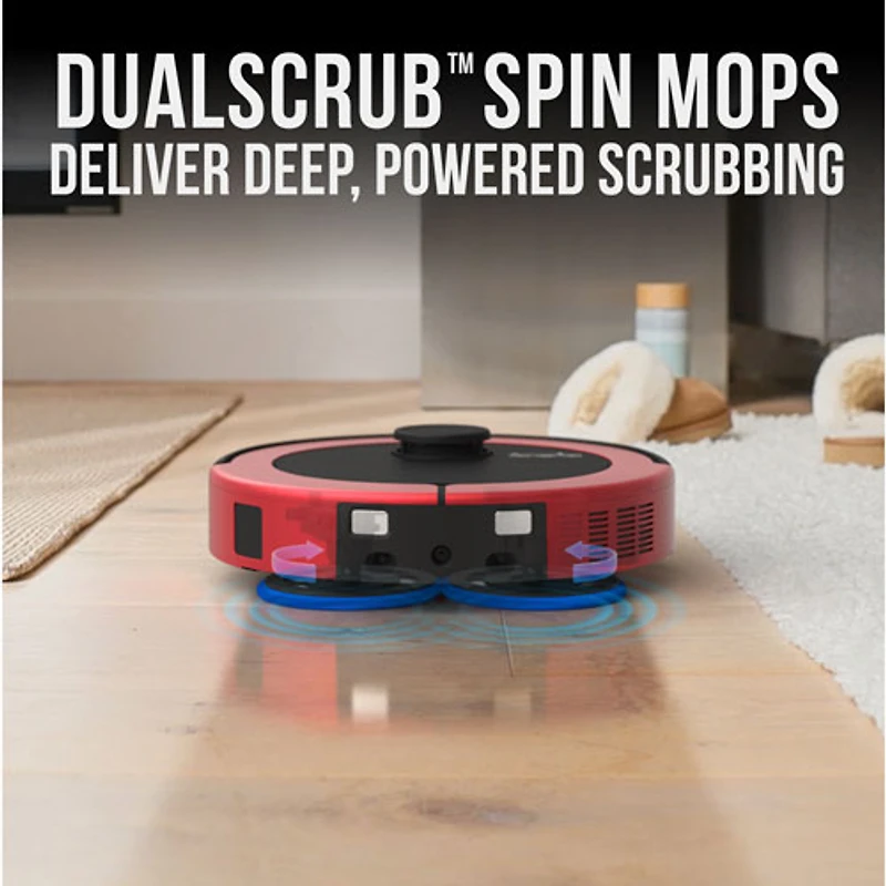 Aspirateur robot-vadrouille connecté Wi-Fi tout-en-un à vidange automatique Maxim de bObsweep - Rouge impérial