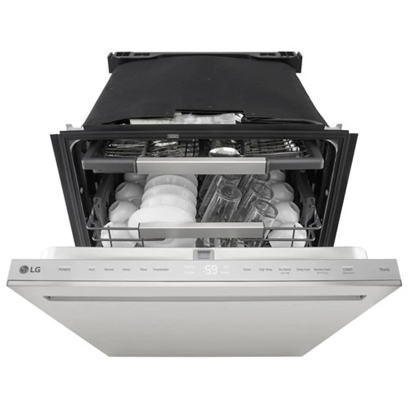 Lave-vaisselle encastrable 24 po 44 dB avec troisième panier FlushFit de LG (LDNPM654S) - Acier inoxydable