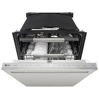 Lave-vaisselle encastrable 24 po 44 dB avec troisième panier FlushFit de LG (LDNPM654S) - Acier inoxydable