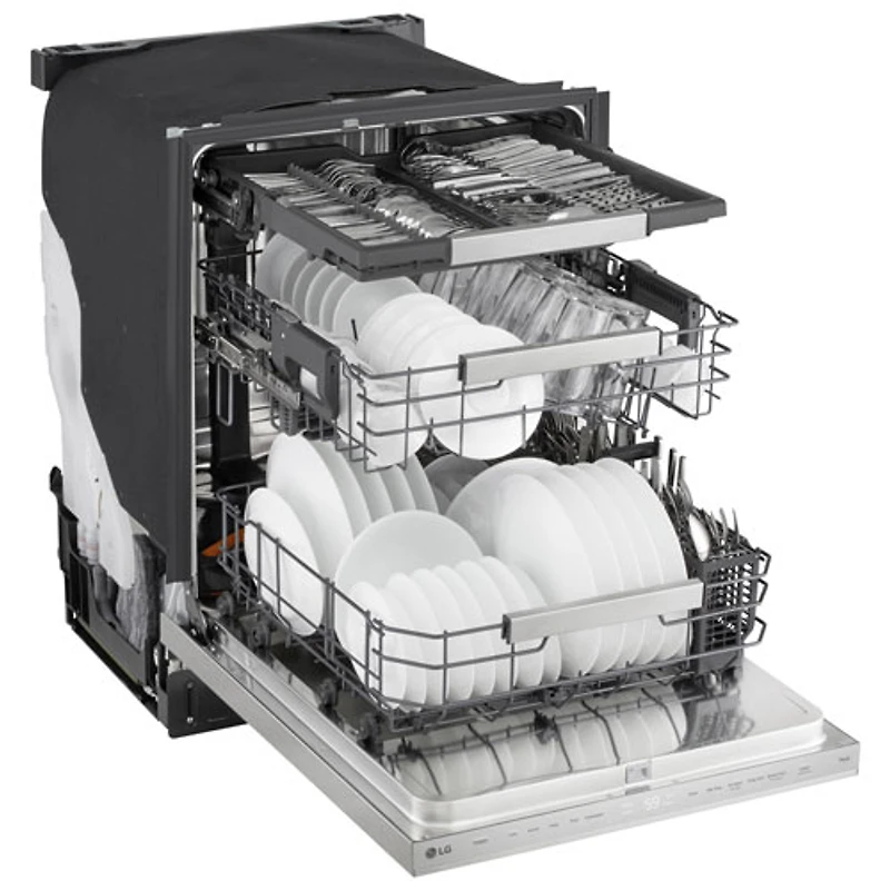 Lave-vaisselle encastrable 24 po 44 dB avec troisième panier FlushFit de LG (LDNPM654S) - Acier inoxydable