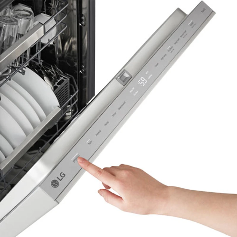 Lave-vaisselle encastrable 24 po 44 dB avec troisième panier FlushFit de LG (LDNPM654S) - Acier inoxydable