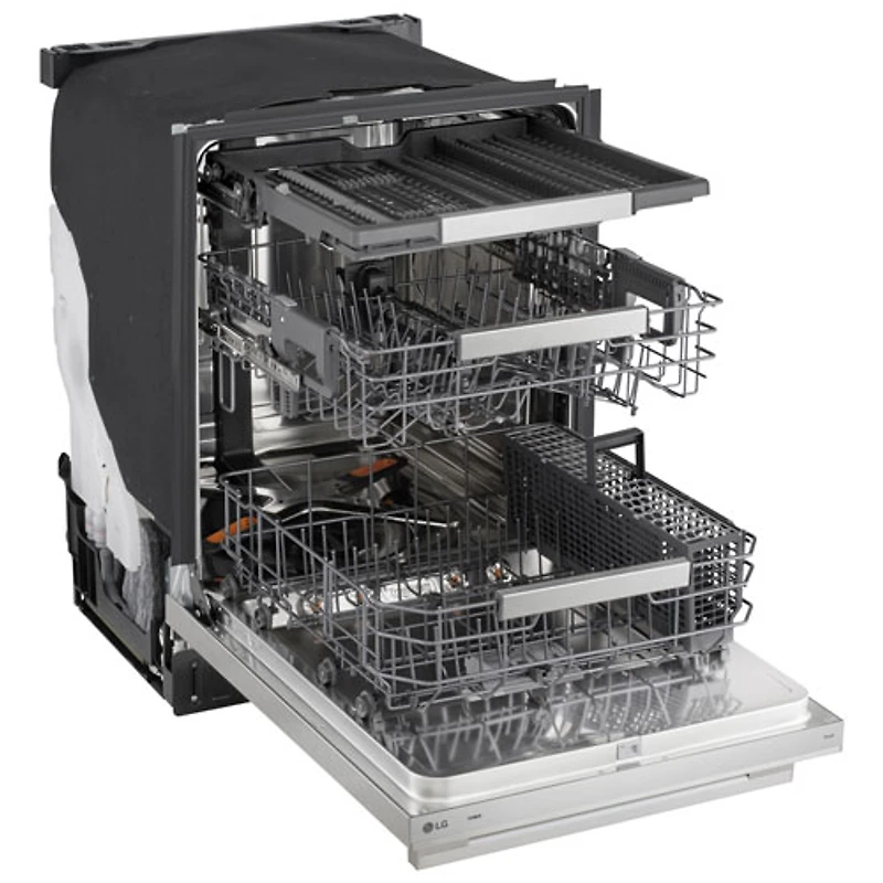 LG FlushFit 24" 42dB Top Control Quad Wash Pro One Hour Wash and Dry Steam Dishwasher w 3rd Rack (LDNTH753S) - SS