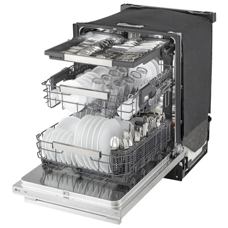 LG FlushFit 24" 42dB Top Control Quad Wash Pro One Hour Wash and Dry Steam Dishwasher w 3rd Rack (LDNTH753S) - SS