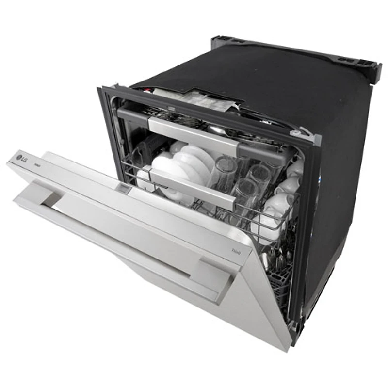 LG FlushFit 24" 42dB Top Control Quad Wash Pro One Hour Wash and Dry Steam Dishwasher w 3rd Rack (LDNTH753S) - SS