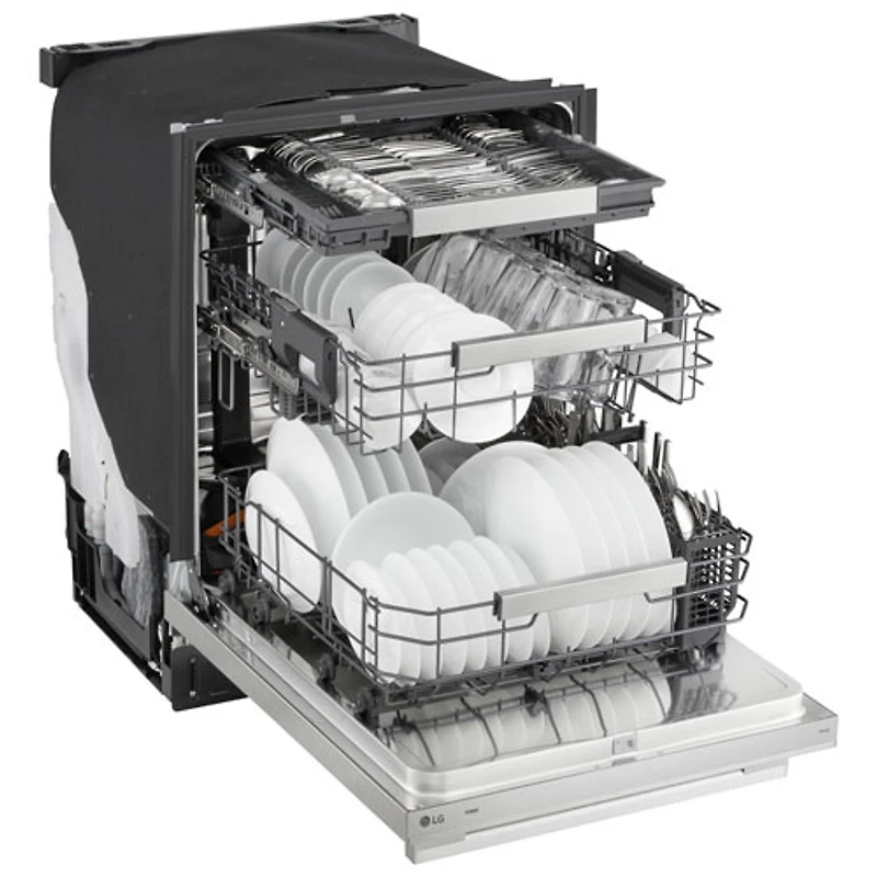 Lave-vaisselle encastrable 24 po 39 dB avec troisième panier FlushFit de LG (LDNTH862S) - Acier inoxydable