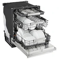 Lave-vaisselle encastrable 24 po 39 dB avec troisième panier FlushFit de LG (LDNTH862S) - Acier inoxydable