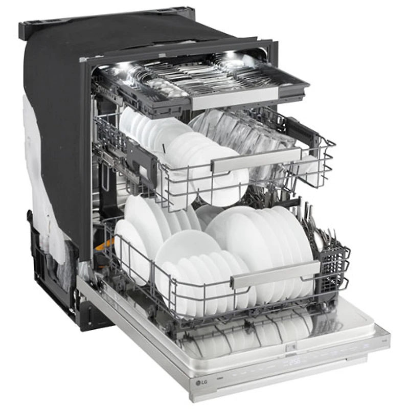 Lave-vaisselle encastrable 24 po 39 dB avec troisième panier FlushFit de LG (LDNTH862S) - Acier inoxydable