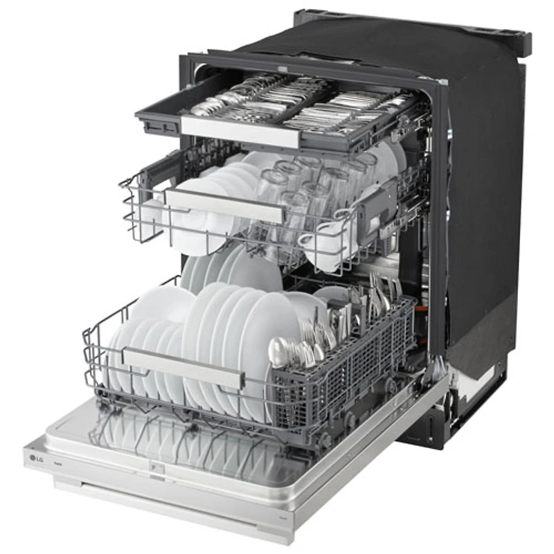 Lave-vaisselle encastrable 24 po 39 dB avec troisième panier FlushFit de LG (LDNTH862S) - Acier inoxydable