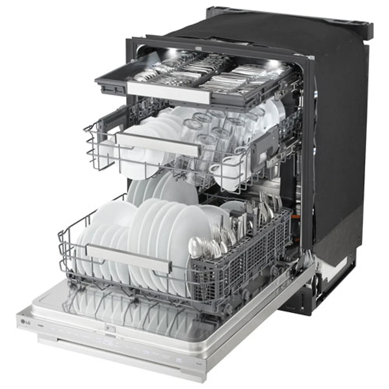 Lave-vaisselle encastrable 24 po 39 dB avec troisième panier FlushFit de LG (LDNTH862S) - Acier inoxydable