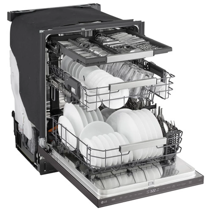 LG FlushFit 24" 44dB Built-In Dishwasher with Third Rack (LDNPM654D) - Black Stainless Steel