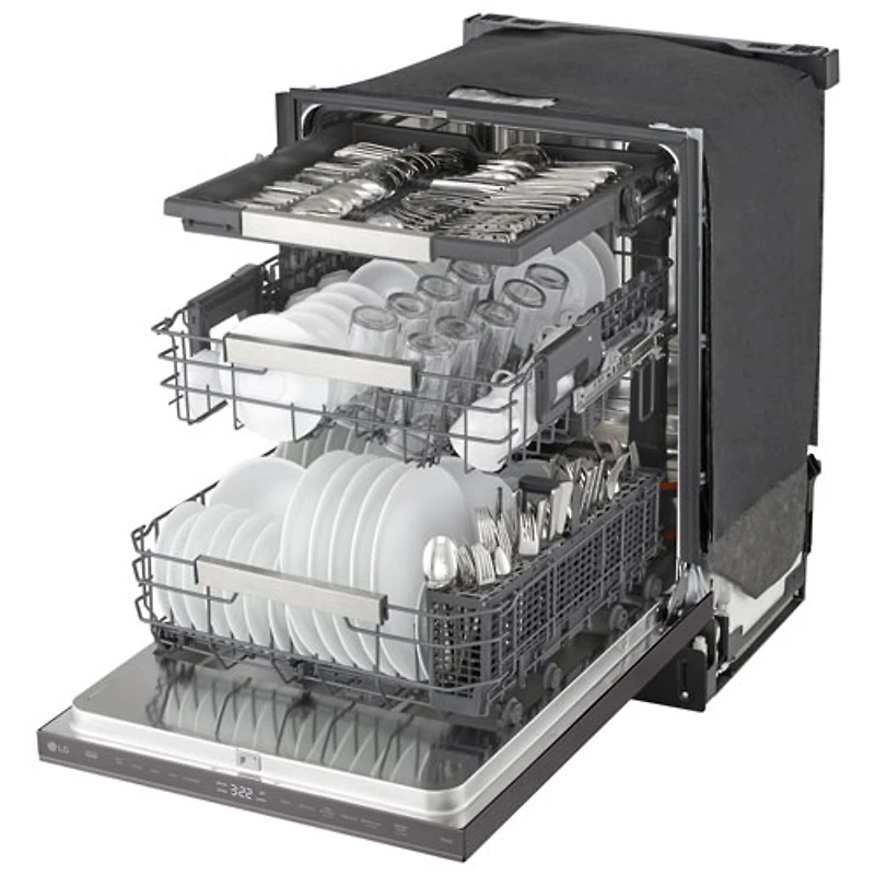 LG FlushFit 24" 44dB Built-In Dishwasher with Third Rack (LDNPM654D) - Black Stainless Steel