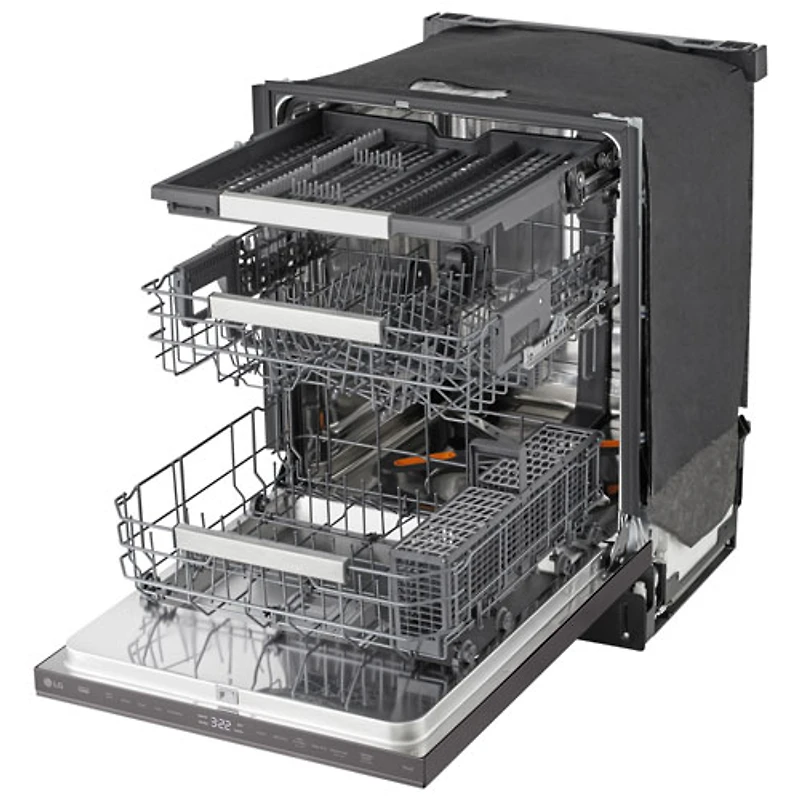 LG FlushFit 24" 44dB Built-In Dishwasher with Third Rack (LDNPM654D) - Black Stainless Steel