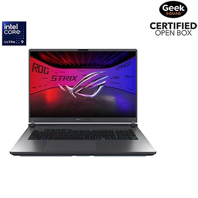 Boîte ouverte - Portable de jeu 18 po ROG Strix G18 d'ASUS - Gris éclipse (Core Ultra 9 275HX d'Intel/RAM 32 Go/SSD 1 To/GeForce RTX 5070)