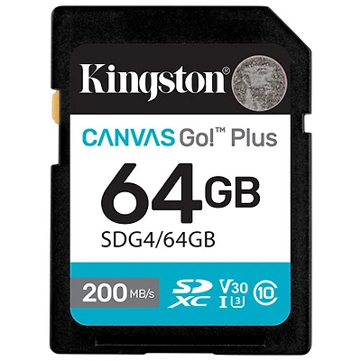 Carte mémoire SD Kingston Canvas Go! Plus 200 Mo/s 64 Go de Kingston