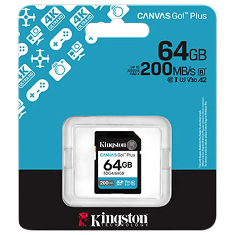 Carte mémoire SD Kingston Canvas Go! Plus 200 Mo/s 64 Go de Kingston