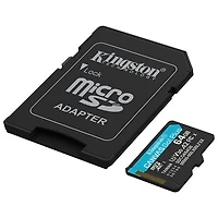 Carte mémoire microSD Canvas Go! Plus 200 Mo/s 64 Go de Kingston