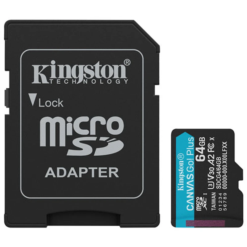 Carte mémoire microSD Canvas Go! Plus 200 Mo/s 64 Go de Kingston