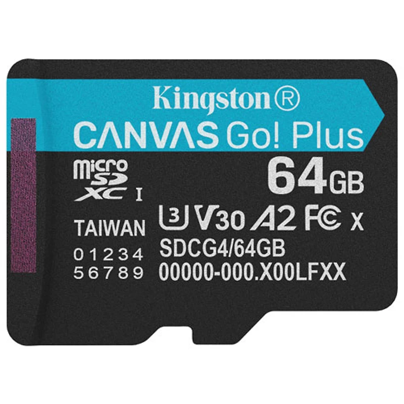 Carte mémoire microSD Canvas Go! Plus 200 Mo/s 64 Go de Kingston