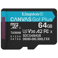Carte mémoire microSD Canvas Go! Plus 200 Mo/s 64 Go de Kingston