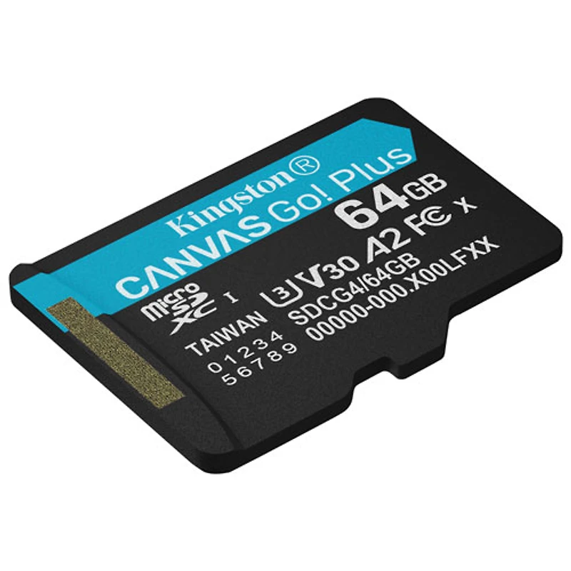 Carte mémoire microSD Canvas Go! Plus 200 Mo/s 64 Go de Kingston