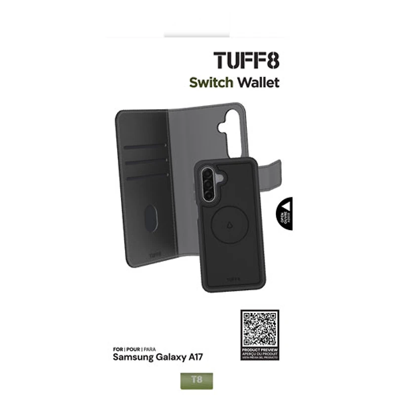 TUFF8 Switch Wallet Case for Galaxy A17 - Black