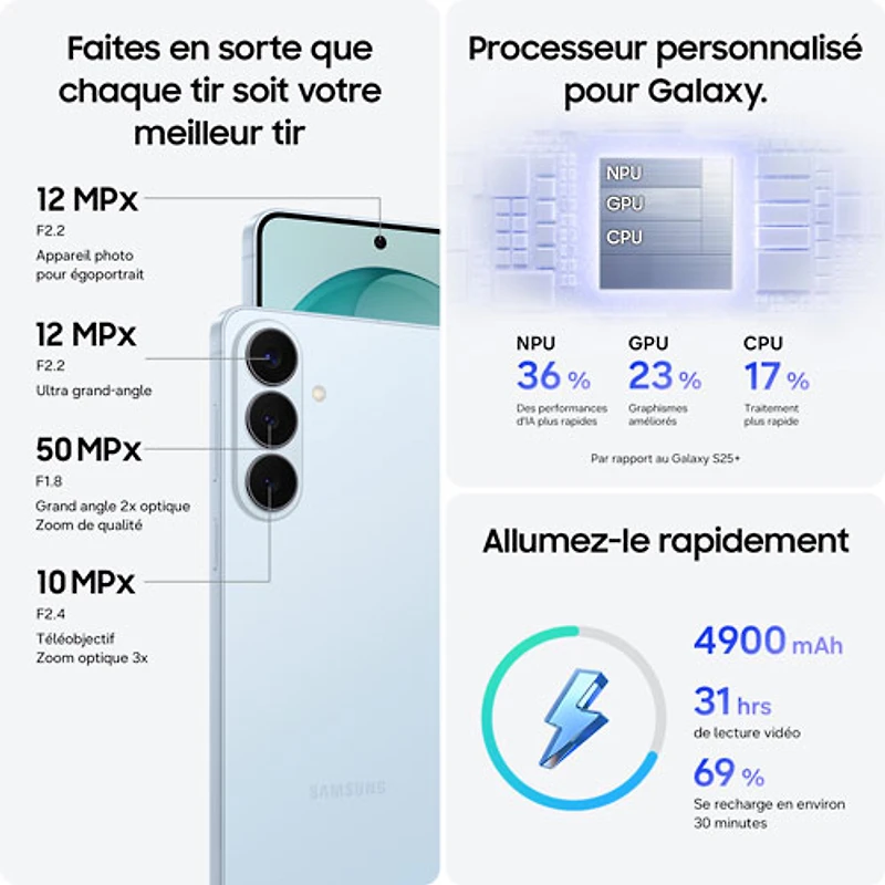Galaxy S26+ (Plus) de Go de Samsung - Bleu ciel