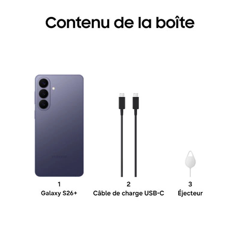 Galaxy S26+ (Plus) de 256 Go de Samsung - Violet cobalt - Déverrouillé
