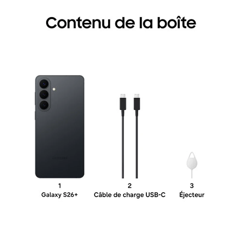 Galaxy S26+ (Plus) de 512 Go de Samsung - Noir - Déverrouillé
