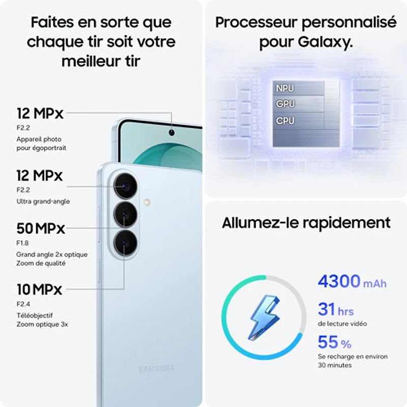 Galaxy S26 de 256 Go de Samsung - Bleu ciel - Déverrouillé