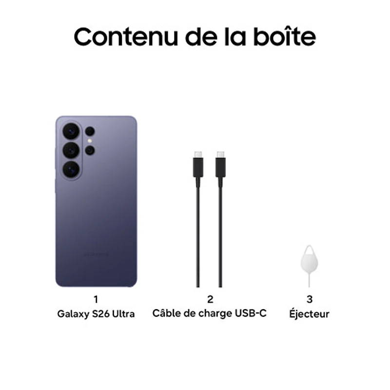 Galaxy S26 Ultra de 1 To de Samsung - Violet cobalt - Déverrouillé