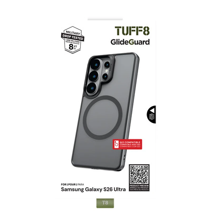 TUFF8 Glide Guard Fitted Hard Shell Case for Galaxy S26 Ultra - Black