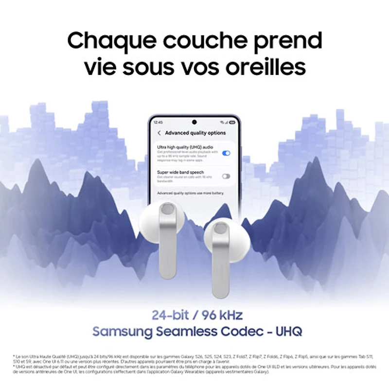 Écouteurs boutons 100 % sans fil à isolation sonore Galaxy Buds4 de Samsung - Blanc