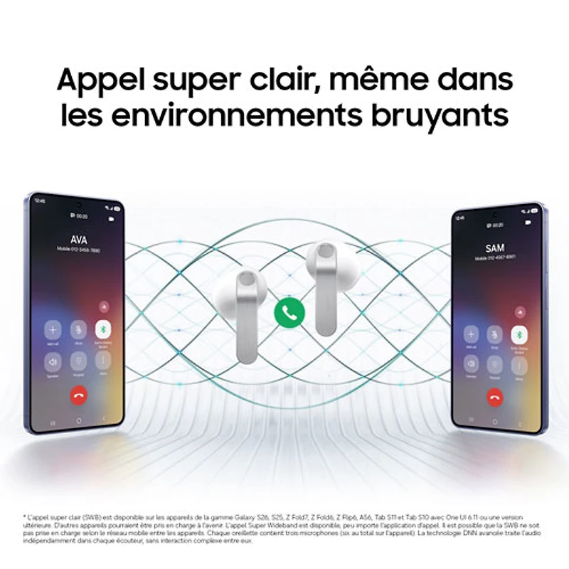 Écouteurs boutons 100 % sans fil à isolation sonore Galaxy Buds4 de Samsung - Blanc