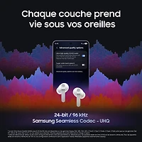 Écouteurs boutons 100 % sans fil à suppression du bruit Galaxy Buds4 Pro de Samsung - Blanc
